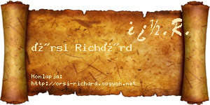 Örsi Richárd névjegykártya